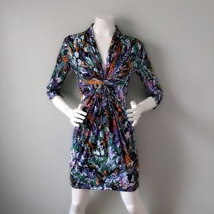 Catherine Malandrino Graffiti Silk Gathered Dress